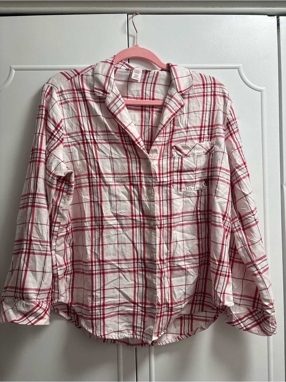 Victoria's Secret Pink and Red Plaid Button-Up